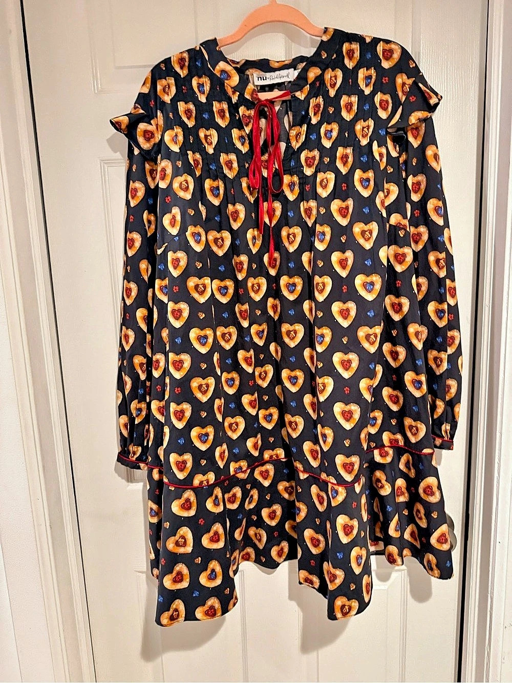 Mini Cotton Dress in Black & Orange Like New